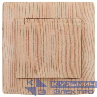 Розетка 1-м СП Solo 4-203-11 16А IP20 250В 2P+E Schuko с заземл. с крышкой сосна Intro Б0053665