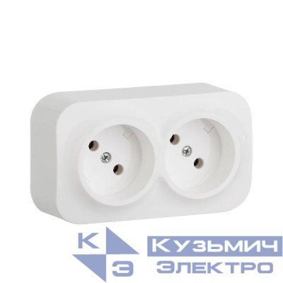 Розетка 2-м ОП Quteo 16А IP20 250В 2х2P без заземл. без защ. шторок бел. IEK 782231