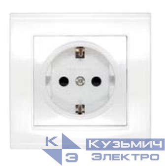 Розетка 1-м СП Бриллиант 16А IP20 с заземл. защ. шторки бел. UNIVersal 7947632