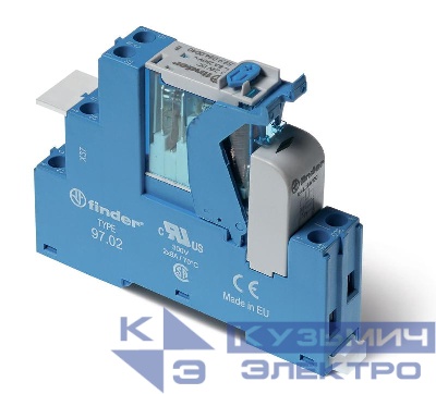 Модуль интерфейсный электромеханич. реле 2CO 8А AgNi 230В AC IP20 винт. клеммы пластик. клипса LED + варистор кнопка тест + мех. индикатор FINDER 4C0282300060SPA