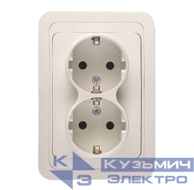 Розетка 2-м СП Mimoza 16А IP20 с заземл. бел./бел. Makel 12082