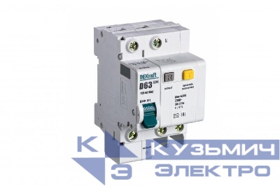 Выключатель автоматический дифференциального тока 2п (1P+N) D 63А 100мА тип AC ДИФ-101 со встроен. защит. от сверхтоков DEKraft 15217DEK