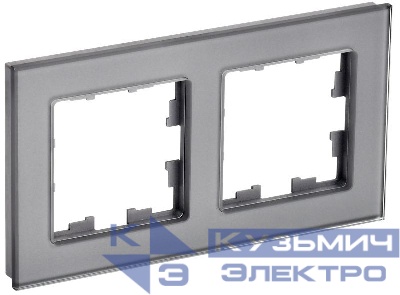 Рамка 2-м BRITE РУ-2-2-БрСе стекло сер. IEK BR-M22-G-K03