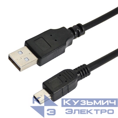 Шнур mini USB (male) - USB-A (male) 0.2м черн. Rexant 18-1131-2