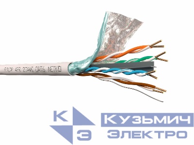 Кабель F/UTP 4 (FTP4 ) cat.6, 4 пары 23 AWG BC, 305м, одножильный, экранированный с крестовиной, 305м, серый, FLUKE TEST, NETKO Expert СКС