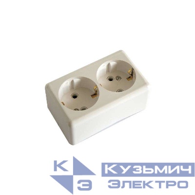 Розетка 2-м ОП 16А IP20 с заземл. бел. БЕЛТИЗ РА 16-011