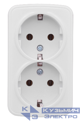 Розетка 2-м ОП Минск 16А IP20 с заземл. бел. Basic EKF EGR16-128-10