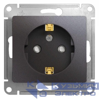 Розетка 1-м СП Glossa 16А IP20 250В с заземл. защ. шторки механизм графит SE GSL001345