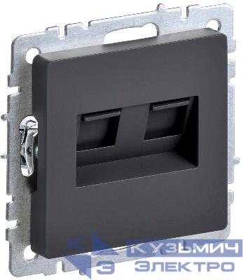 Розетка 2-м СП BRITE RJ11+RJ45 кат.5E РК/Т12-БрГ графит IEK BR-KT20-O-1-K53
