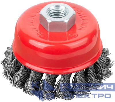 Корщетка-чашка гайка М14 стальная витая проволока 75мм FIT 39467
