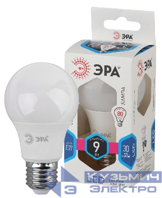 Лампа светодиодная A60-9W-840-E27 грушевидная 720лм ЭРА Б0032247