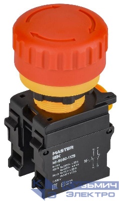 Кнопка "Грибок" 1НО+1НЗ MASTER поворотн. с фиксацией красн. IEK MI-BG60-11ZS-3-23-K04