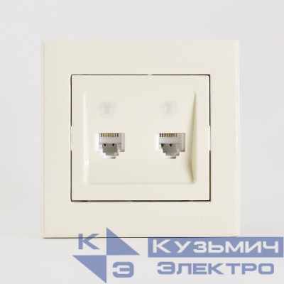 Розетка телефонная 2-м СП Rain RJ11 крем. LEZARD 703-0303-138