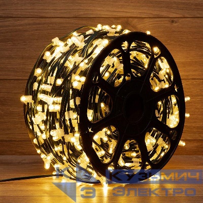 Гирлянда светодиодная "LED ClipLight" 1.5м 665LED тепл. бел. 80Вт 12В IP65 трансф. в компл. провод ПВХ темн. зел. (уп.100м) Neon-Night 325-126