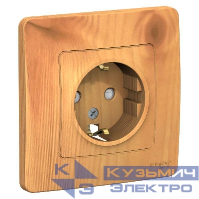 Розетка 1-м СП Blanca 16А IP20 250В с заземл. защ. шторки ясень SE BLNRS001115