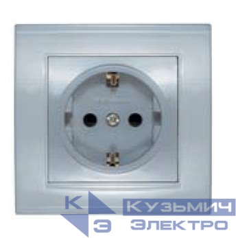 Розетка 1-м СП Бриллиант 16А IP20 с заземл. защ. шторки серебр. UNIVersal 7949889