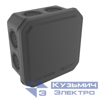 Коробка ответвительная с 8+2 кабельными вводами d20/20мм IP55 85х85х40мм черн. DKC 53785B