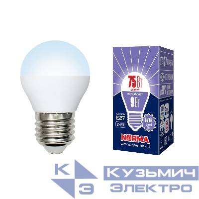 Лампа светодиодная LED-G45-9W/DW/E27/FR/NR Norma 9Вт матовая E27 (упак. картон) Volpe UL-00003827