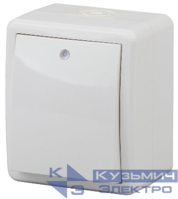 Выключатель 1-кл. ОП Эра Эксперт 10А IP54 11-1402-01 250В 10AX с подсветкой бел. Эра Б0020671