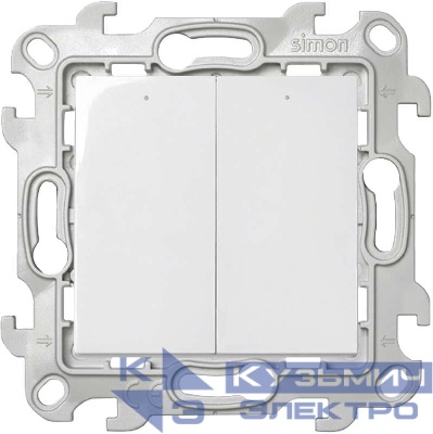 Выключатель 2-кл. 1п 2мод. СП Simon 24 10А IP20 с подсветкой механизм бел. Simon 2450392-030