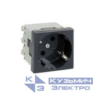 Розетка 1-м СП 2мод. Simon Connect 16А 250В с заземл. модуль K45 безвинтов. клеммы механизм графит Simon K11-14