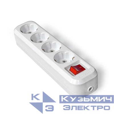 Колодка удлинителя 4-м с заземл. с выкл. АБС-пластик UNIVersal S304
