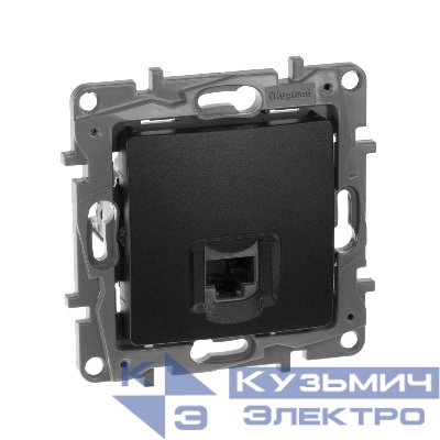 Розетка компьютерная 1-м СП Etika RJ45 кат.5E UTP механизм антрацит IEK 672641