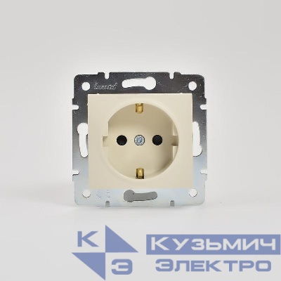 Розетка 1-м СП Karina с заземл. защ. шторки термопласт механизм крем. LEZARD 707-0388-124B