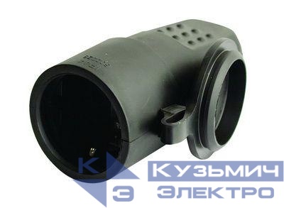 Розетка кабельная 16А IP44 2P+E 250В ввод кабеля с торца каучук черн. DKC DIS1103160