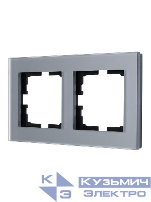 Рамка 2-местн. гориз. VESNA стекло асфальт матов. LEZARD 742-M6980-147