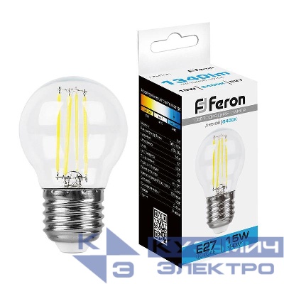 Лампа светодиодная LB-515 15Вт прозрачная 6400К E27 230В FERON 38254