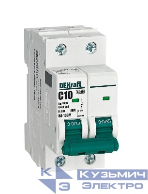 Выключатель автоматический модульный 2п C 10А 6кА ВА-103M без теплозащиты DEKraft 12510DEK