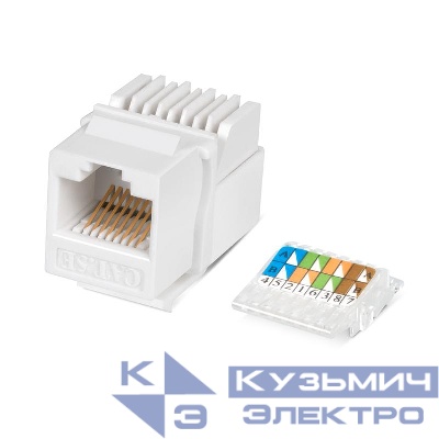 Вставка Keystone Jack RJ45 (8P8C) кат.5E без инструмента Toolless бел. Cabeus 7480c