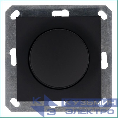Светорегулятор поворотно-нажимной (диммер) LED 30-400Вт 1gang 2way механизм черн. матов. soft touch Jasmart G4012PB