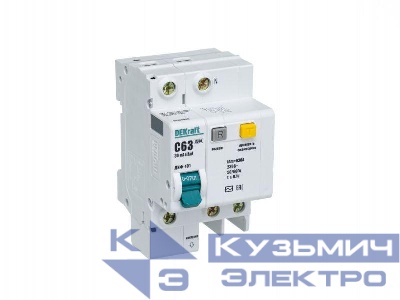 Выключатель автоматический дифференциального тока 2п (1P+N) C 63А 30мА тип AC ДИФ-101 со встроен. защит. от сверхтоков DEKraft 15163DEK