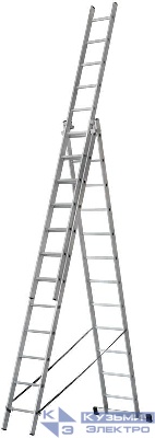 Лестница трехсекционная 3х12 H=343/594/841см 17.83кг усиленная алюм. FIT 65438