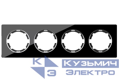 Рамка 4-м Garda горизонт. стеклянная чер. 2E52401303 OneKeyElectro 2234942
