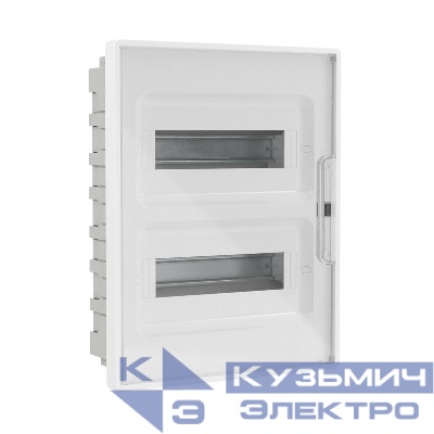 Щиток встраиваемый FRAME 24мод. для полых стен с прозр. дверцей с 4 шинами PEN (2шт на 8 отверст. и 2шт на 6 отверст.) бел. DKC F24B3WT