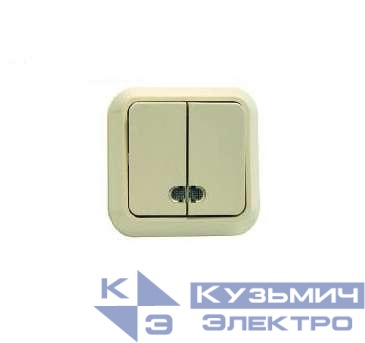 Выключатель 2-кл. ОП 10А IP20 с подсветкой крем. Makel 45223