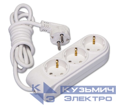 Удлинитель 3х2м с заземл. 16А IP20 ПВС 3х1.5 защ. шторки Makel N3210034