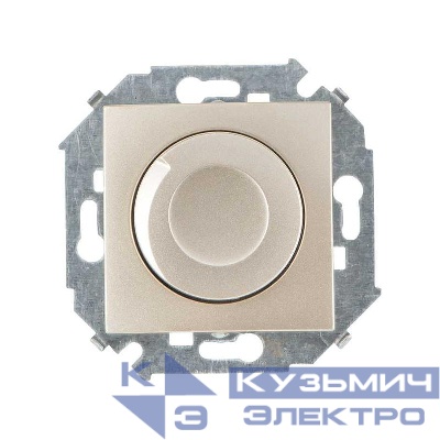 Регулятор напряжения поворотно-нажимной 500Вт 230В Simon15 винтовой зажим шампань 1591311-034