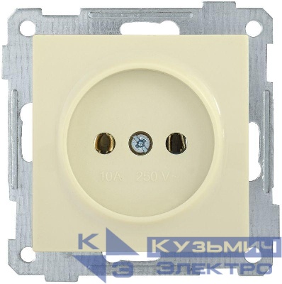 Розетка 1-м СП Bolero РС10-1-0-Б 10А IP20 без заземл. механизм крем. IEK ERB10-K33-10