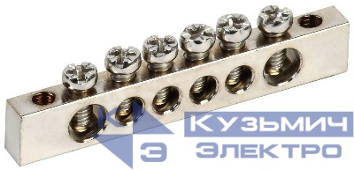 Шина PEN "земля-ноль" 6х9мм 6/2 Ni (6групп/крепеж по краям) IEK YNN11-06-100-N