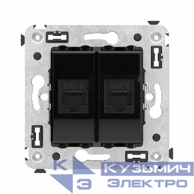 Розетка компьютерная 2-м СП Avanti "Черный квадрат" RJ45 кат.6 без шторок механизм DKC 4402694
