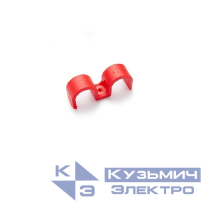 Крепеж-скоба для сантехнических труб для монтажных пистолетов (16 мм, красный, двухстороняя, 60 шт/уп)
