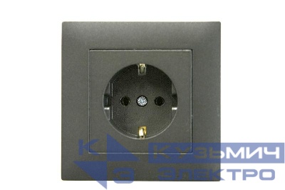 Розетка 1-м Karea RIZZ STAR с заземл. дым. металлик Makel 88050028