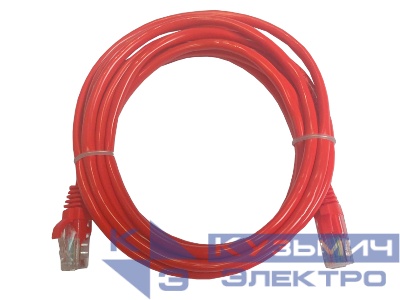 Патч-корд UTP4 cat 5e, 3,0м, ВС, LSZH, красный, литой коннектор NETKO Optima