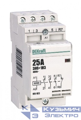 Контактор модульный МК-103 3НО+1НЗ 20А 230В DEKraft 18061DEK