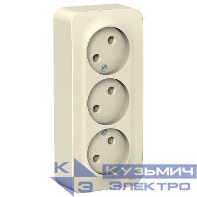 Розетка 3-м ОП Blanca 16А IP20 250В без заземл. без защ. шторок с изолир. пластиной молоч. SE BLNRA000312