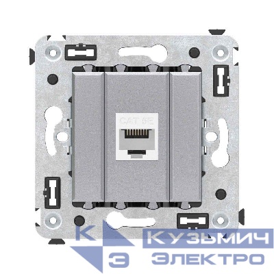 Розетка компьютерная 1-м СП Avanti "Закаленная сталь" RJ45 кат.5E без шторок механизм DKC 4404663